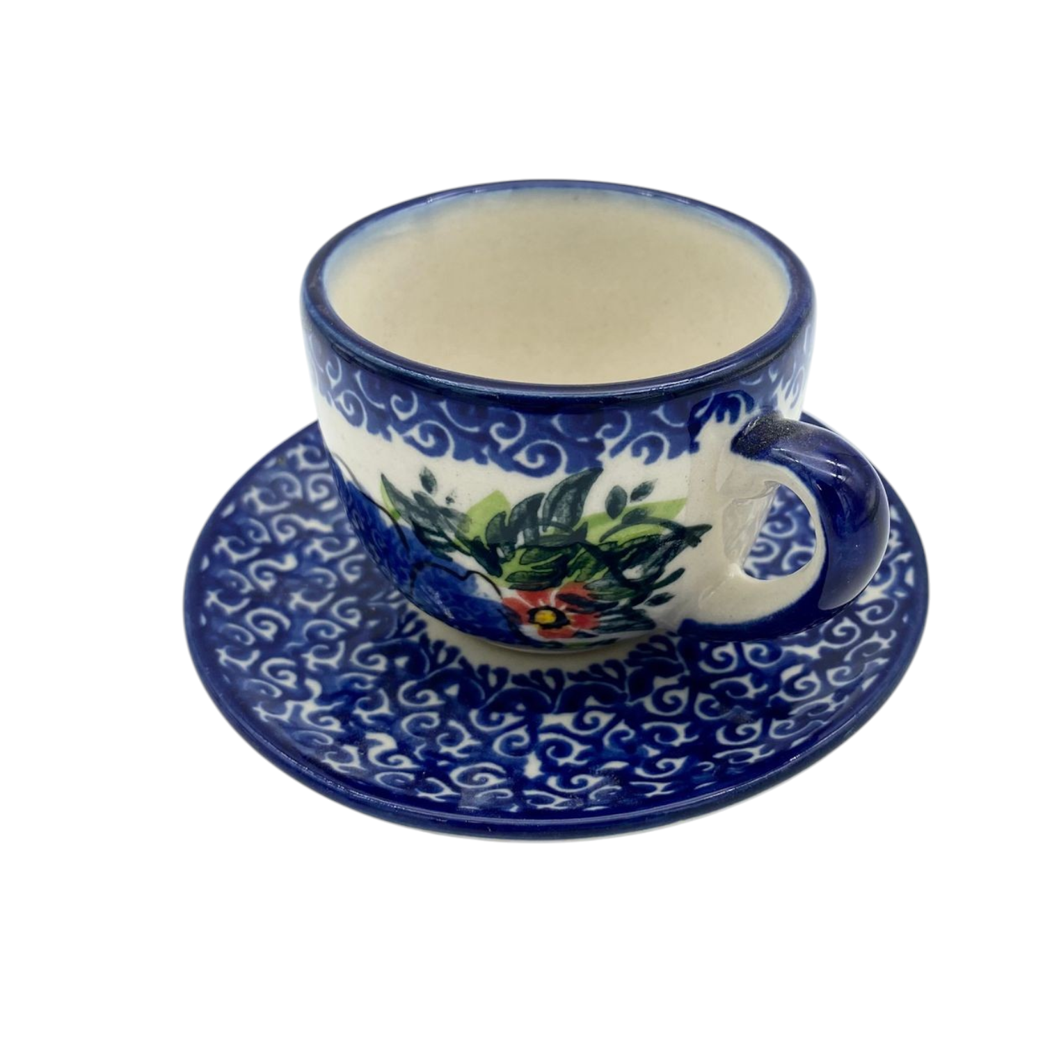 Filiżanka espresso ze spodkiem 110ml Nd. K44- Ceramika Bolesławiecka AC KWIATY - obrazek 3